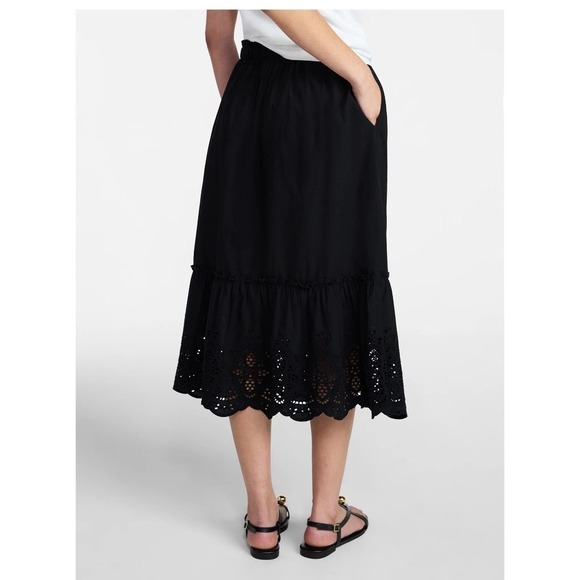 Time and Tru Dresses & Skirts - NWT Womens XL Black Eyelet Trim Midi Skirt with Pockets Cottagecore Time and Tru